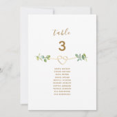 Neutral Greenery Gold Heart Wedding Seating Chart (Voorkant)