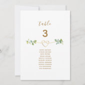 Neutral Greenery Gold Heart Wedding Seating Chart (Achterkant)