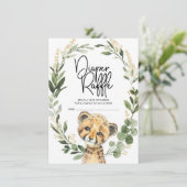 Neutral Greenery Leopard Safari Baby Diaper Raffle Informatiekaartje (Staand voorkant)