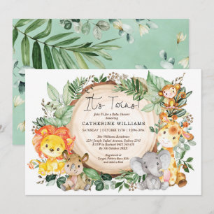 Neutral Greenery Oerwoud Animals Twins Baby shower Kaart