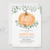 Neutral Greenery Oranje pompoen Baby shower Kaart (Voorkant)