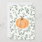 Neutral Greenery Oranje pompoen Baby shower Kaart (Achterkant)