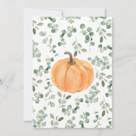 Neutral Greenery Oranje pompoen Baby shower Kaart (Achterkant)