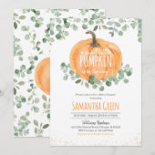 Neutral Greenery Oranje pompoen Baby shower Kaart (Voorkant / Achterkant)