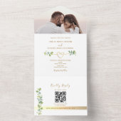 Neutral Greenery Photo Wedding All In One Uitnodiging (Binnen)