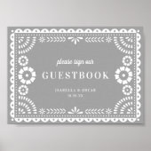 Neutral Grey Papel Picado Wedding Guestbook Poster (Voorkant)