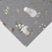 Neutral Grey Snowy Forest kerst Gnomes Patroon Tissuepapier (Detail)