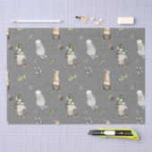 Neutral Grey Snowy Forest kerst Gnomes Patroon Tissuepapier (Craft)