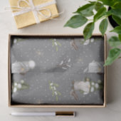 Neutral Grey Snowy Forest kerst Gnomes Patroon Tissuepapier (Geschenk)