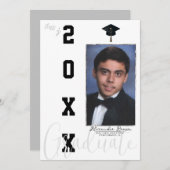 Neutral Grey Zwart Afstuderen Foto Aankondiging (Voorkant / Achterkant)