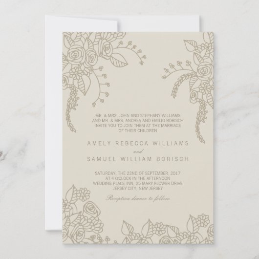 Neutral Henna Wedding Invitation Kaart (Voorkant)