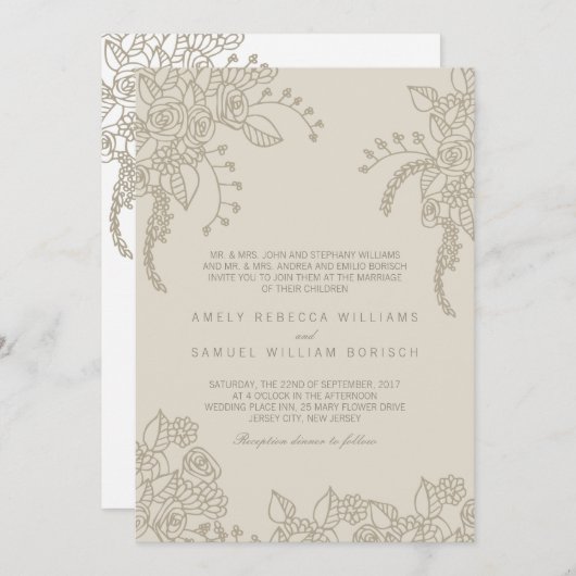 Neutral Henna Wedding Invitation Kaart (Voorkant / Achterkant)