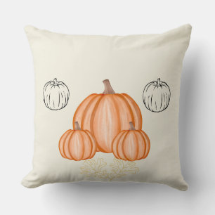 Neutral Herfst Pumpkin Pattern Sierkussen