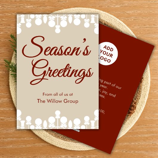 Neutral Holiday Card | Custom Business Logo Feestdagenkaart