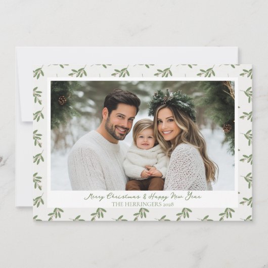 Neutral Holly Berries kerst Kaart (Voorkant)