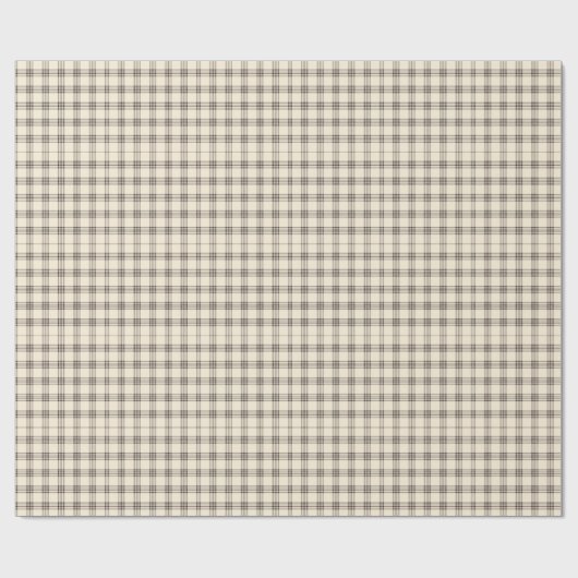 Neutral Ivory and Black Gingham Plaid Cadeaupapier (Vlak)