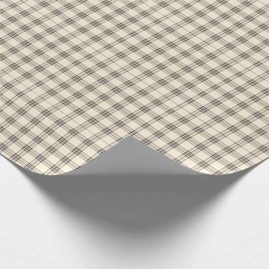 Neutral Ivory and Black Gingham Plaid Cadeaupapier (Hoek)