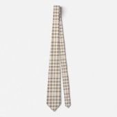 Neutral Ivory and Black Gingham Plaid Stropdas (Voorkant)
