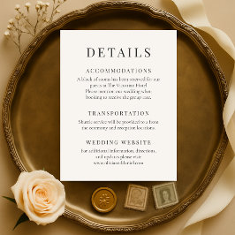 Neutral Ivory Minimalist Elegant Wedding Details Kaart