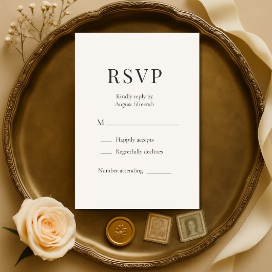 Neutral Ivory Minimalist Wedding RSVP 