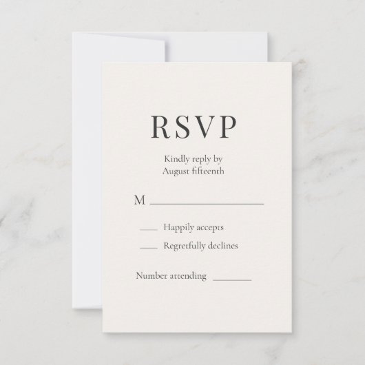 Neutral Ivory Minimalist Wedding RSVP Kaartje (Voorkant)