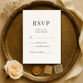Neutral Ivory Minimalist Wedding RSVP Kaartje