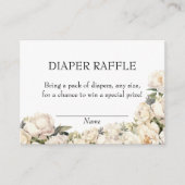 Neutral Ivory Peony Diaper Raffle Floral Informatiekaartje (Voorkant)