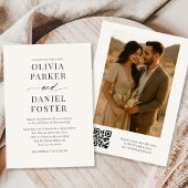 Neutral Ivory QR Code Photo Wedding Kaart