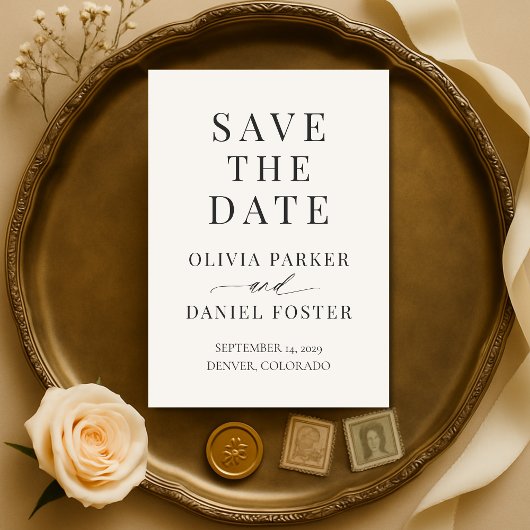 Neutral Ivory Wedding Save the Date