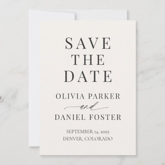 Neutral Ivory Wedding Save the Date (Voorkant)