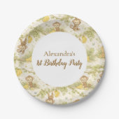 Neutral Jungle Animals Wild One Birthday Papieren Bordje (Voorkant)