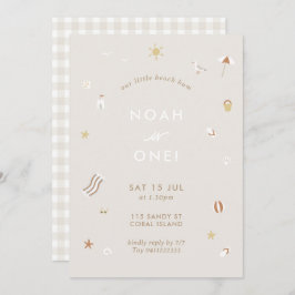 Neutral Kinder Strand Zwembad Party Thema Verjaard Kaart