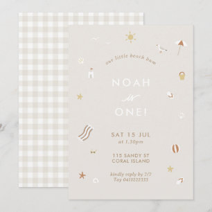 Neutral Kinder Strand Zwembad Party Thema Verjaard Kaart