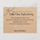 Neutral Kraft Bakery Cake Care Instructions Bedankkaart (Voorkant)