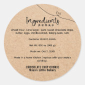 Neutral Kraft Heart Line Bakery Ingredient Ronde Sticker (Voorkant)