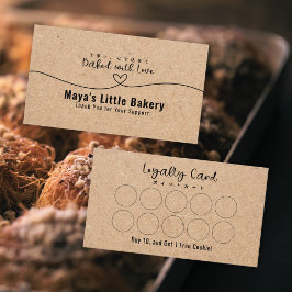 Neutral Kraft Heart Line Bakery Loyalty Reward Visitekaartje