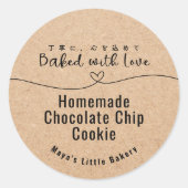 Neutral Kraft Heart Line Bakery Product Ronde Sticker (Voorkant)