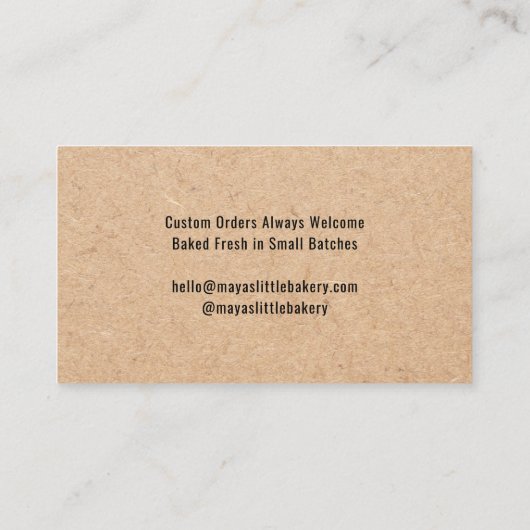 Neutral Kraft Heart Line Bakery Visitekaartje (Achterkant)