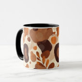 Neutral Leaves & Shapes Mug – Artistic Boho Patter Mok (Voorkant links)