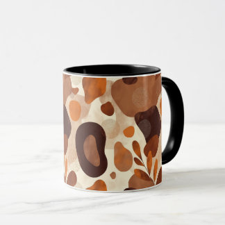 Neutral Leaves & Shapes Mug – Artistic Boho Patter Mok