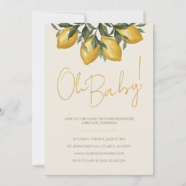 Neutral Lemon Baby shower Invitation Kaart
