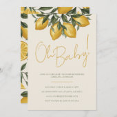 Neutral Lemon Baby shower Invitation Kaart (Voorkant / Achterkant)