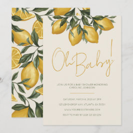 Neutral Lemon Baby shower Invitation Kaart