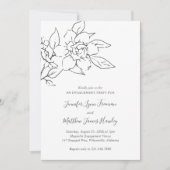 Neutral Line Art Floral Elegant Engagement Party Kaart (Voorkant)
