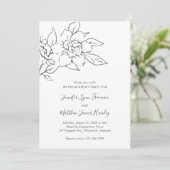 Neutral Line Art Floral Elegant Engagement Party Kaart (Staand voorkant)