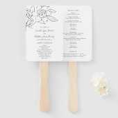 Neutral Line Art Floral Elegant Trouwprogramma Handwaaier (Voorkant en achterkant)