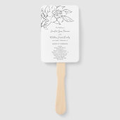 Neutral Line Art Floral Elegant Trouwprogramma Handwaaier (Voorkant)