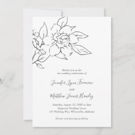 Neutral Line Art Floral Elegante bruiloft alles in Kaart
