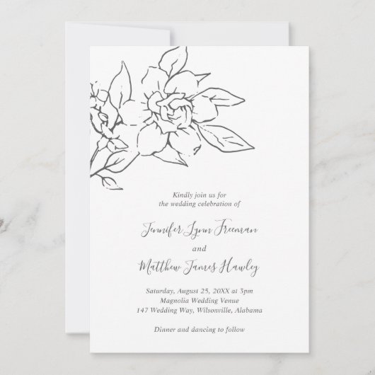 Neutral Line Art Floral Elegante bruiloft alles in Kaart (Voorkant)