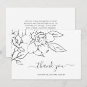 Neutral Line Art Floral Elegante bruiloft Bedankkaart (Voorkant / Achterkant)